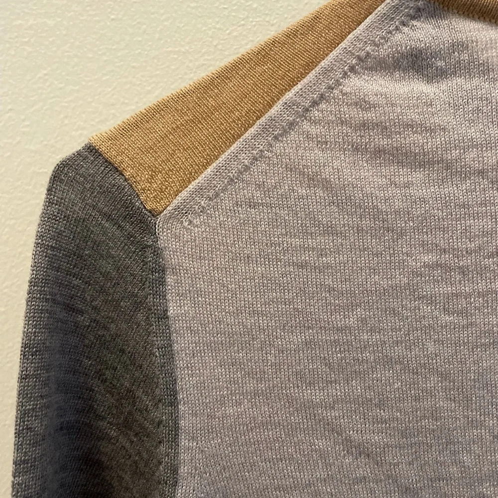 Marks and Spencer Merino Wool Light Brown and Grey Sweater - Picture 10 of 13